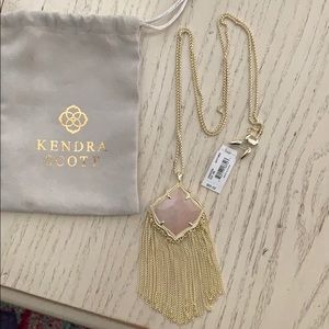 Kingston Gold Long Pendant Necklace In Rose Quartz